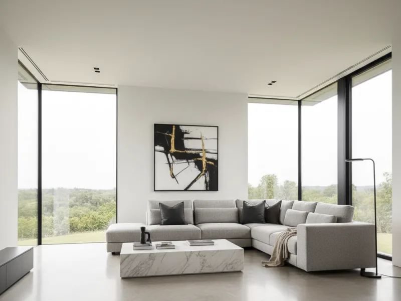 Reportaje de fotógrafo inmobiliario profesional: Salón moderno y minimalista en Murcia | FotoVende
