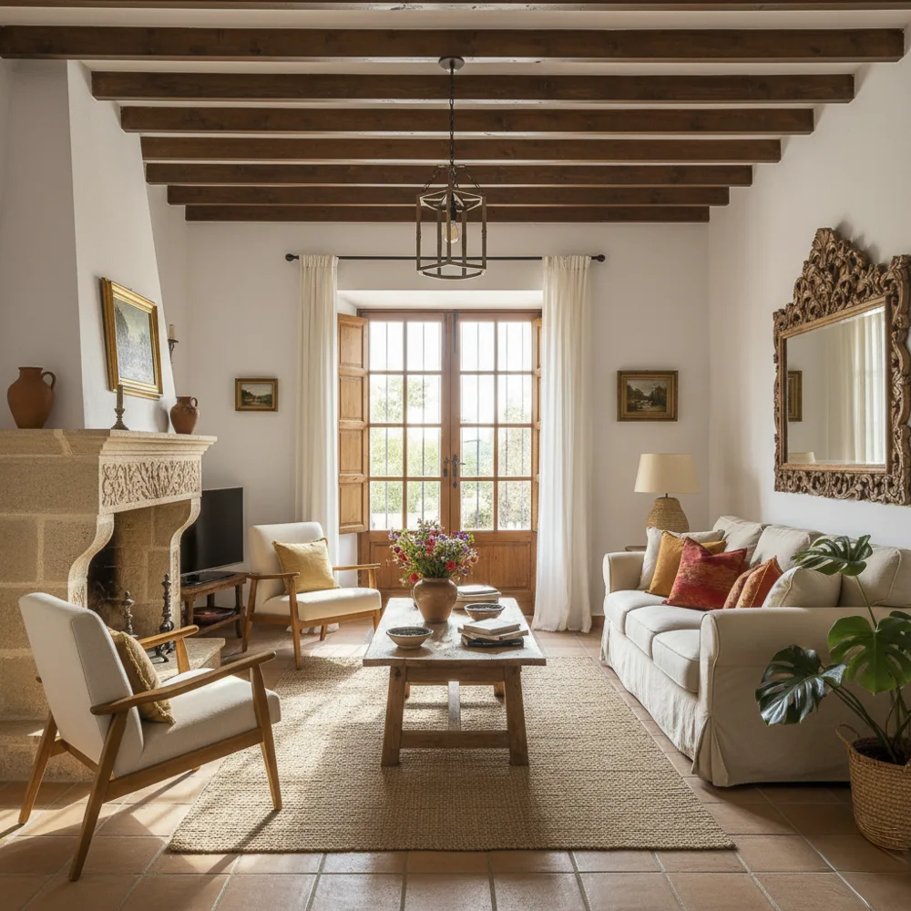 Portfolio de Fotografía Inmobiliaria en Murcia 7 Fotografía profesional de interiores: Salón bohemio acogedor en Murcia para inmobiliarias | FotoVende