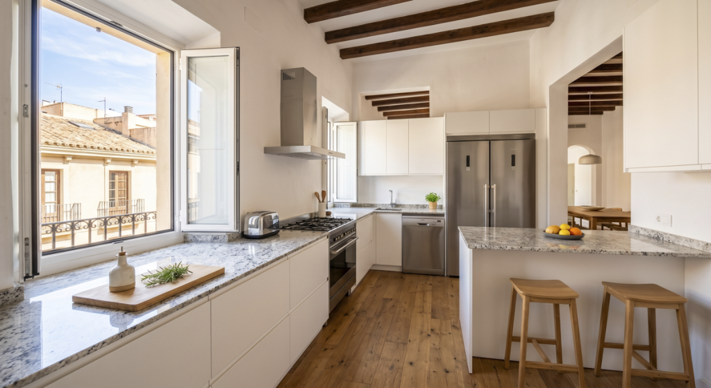 cocina moderna gran angular hdr anuncio inmobiliario