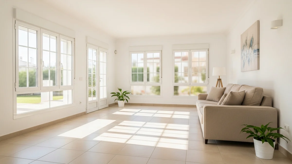Fotografía inmobiliaria Totana: salón amplio y luminoso con luz natural mediterránea captado por fotógrafo profesional