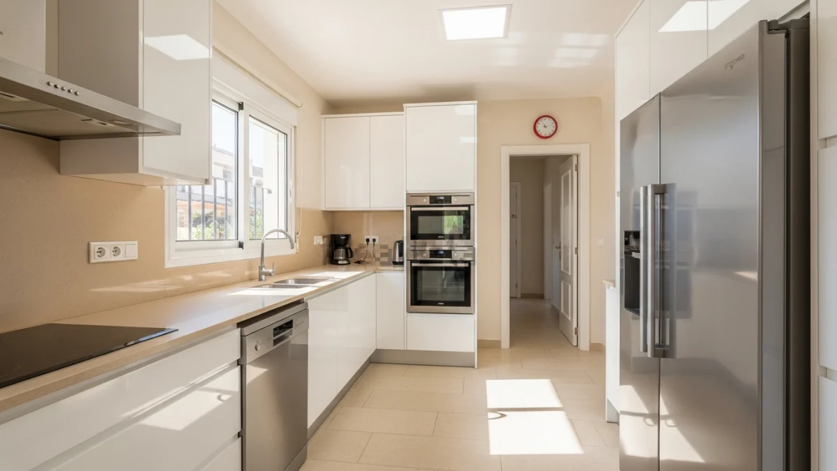 Fotografía profesional viviendas Totana: cocina moderna iluminada con HDR equilibrado para anuncio inmobiliario