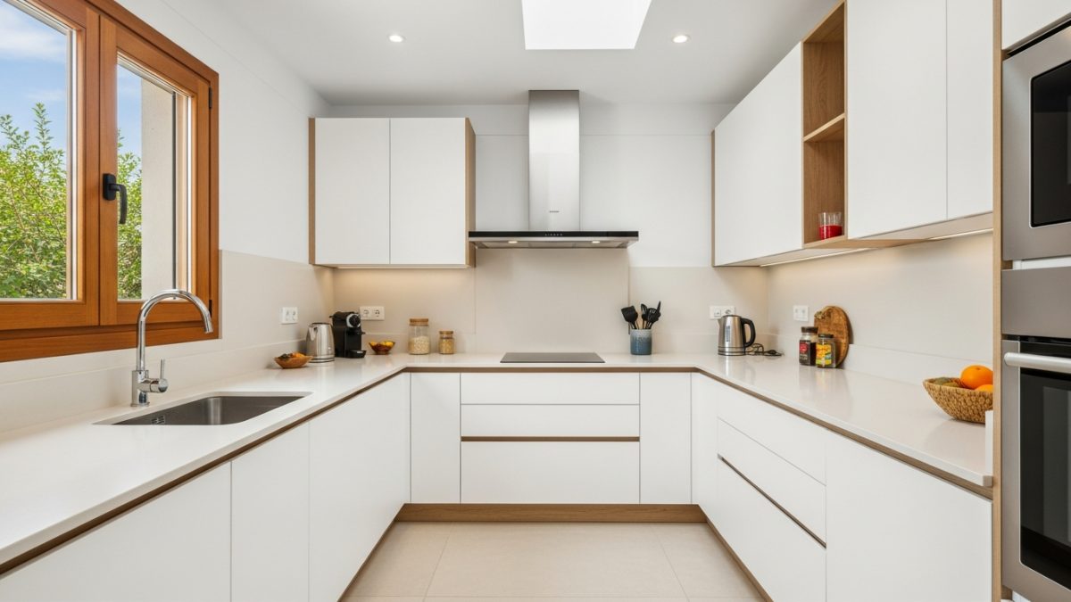 Fotos para vender casa: cocina moderna en Cartagena con iluminación profesional y encuadre limpio para anuncio inmobiliario